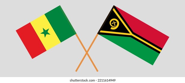 Crossed flags of Senegal and Vanuatu. Official colors. Correct proportion