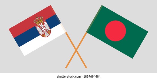 Crossed flags of Serbia and Bangladesh