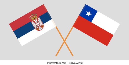 Crossed flags of Serbia and Chile