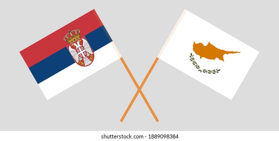 Crossed flags of Serbia and Cyprus