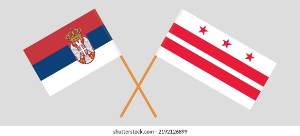 Crossed flags of Serbia and the District of Columbia. Official colors. Correct proportion. Vector illustration

