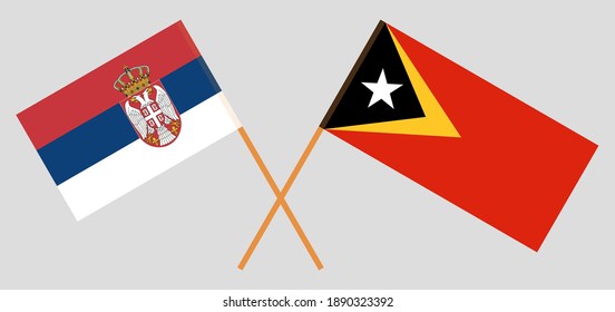 Crossed flags of Serbia and East Timor