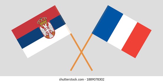 Crossed flags of Serbia and France