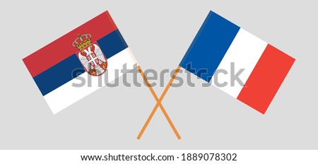 Crossed flags of Serbia and France