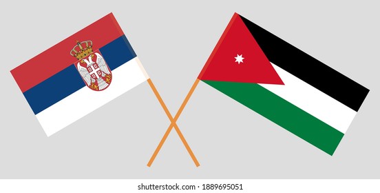 Crossed flags of Serbia and Jordan