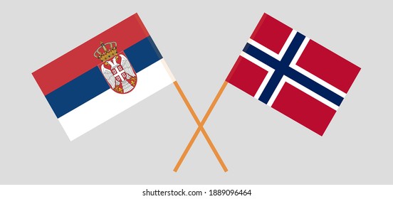 Crossed flags of Serbia and Norway