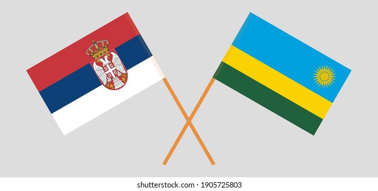 Crossed flags of Serbia and Rwanda
