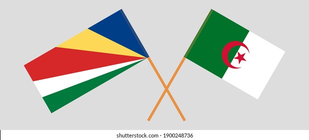 Crossed flags of Seychelles and Algeria