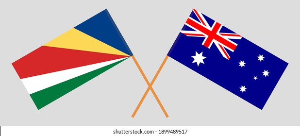 Crossed flags of Seychelles and Australia