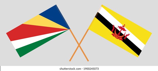 Gekreuzte Flaggen der Seychellen und Brunei