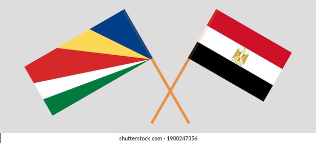 Crossed flags of Seychelles and Egypt