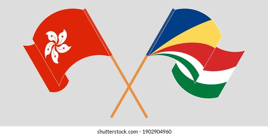 Crossed flags of Seychelles and Hong Kong