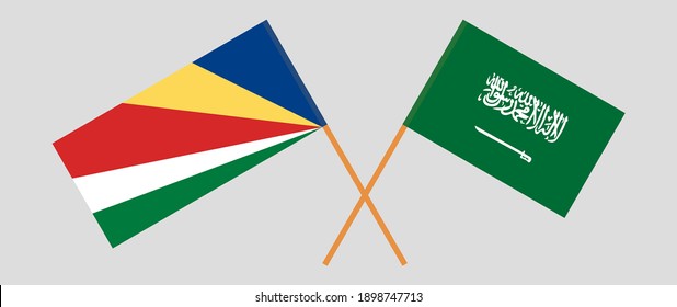 Gekreuzte Flaggen der Seychellen und des Königreichs Saudi-Arabien