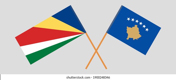 Crossed flags of Seychelles and Kosovo