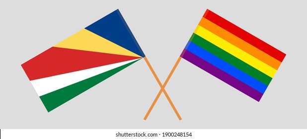 Crossed flags of Seychelles and LGBTQ