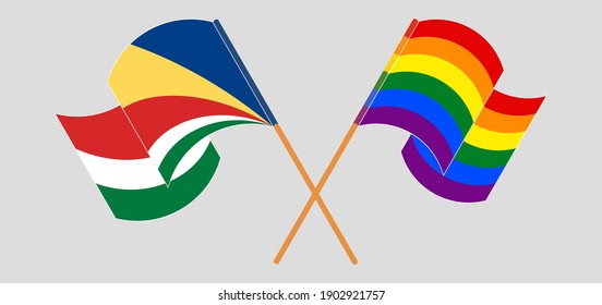 Crossed flags of Seychelles and LGBTQ