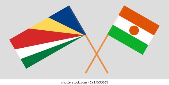 Crossed flags of Seychelles and Niger