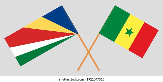 Crossed flags of Seychelles and Senegal