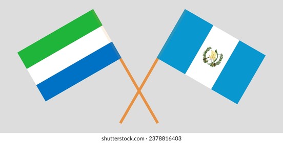 Crossed flags of Sierra Leone and Guatemala. Official colors. Correct proportion. Vector illustration
