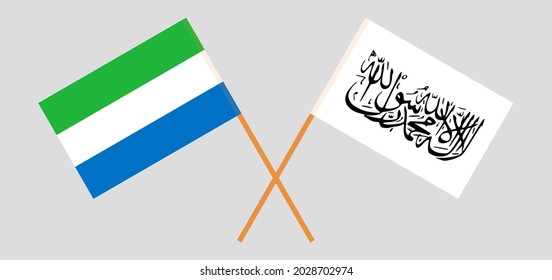 Crossed flags of Sierra Leone and Islamic Emirate of Afghanistan. Official colors. Correct proportion