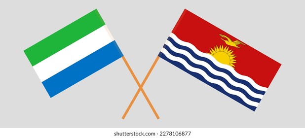 Crossed flags of Sierra Leone and Kiribati. Official colors. Correct proportion. Vector illustration