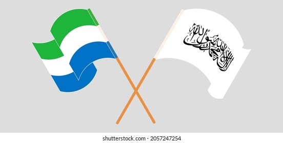 Crossed flags of Sierra Leone and Taliban. Official colors. Correct proportion