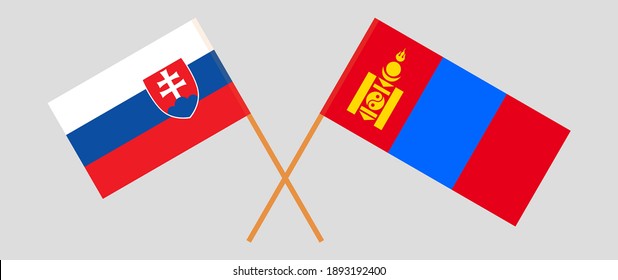 Crossed flags of Slovakia and Mongolia