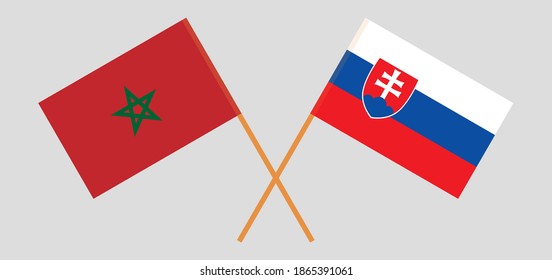 Crossed flags of Slovakia and Morocco