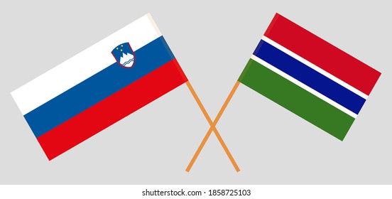 Crossed flags of Slovenia and the Gambia