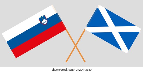 Crossed flags of Slovenia and Scotland