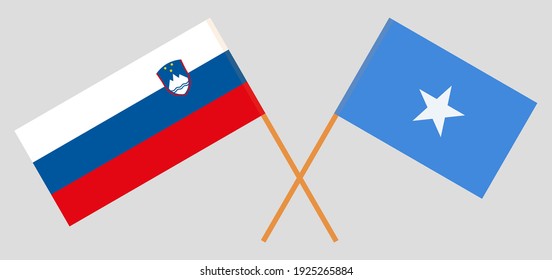 Crossed flags of Slovenia and Somalia. Official colors. Correct proportion