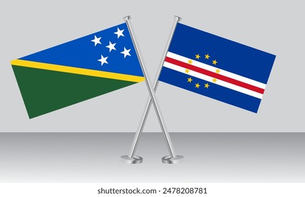 Crossed flags of Solomon Islands and CAPE VERDE. Official colors. Correct proportion. Banner design