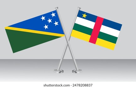 Crossed flags of Solomon Islands and central african republic. Official colors. Correct proportion. Banner design