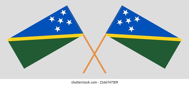 Crossed flags of Solomon Islands. Official colors. Correct proportion. Vector illustration
