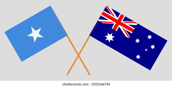 Crossed flags of Somalia and Australia. Official colors. Correct proportion