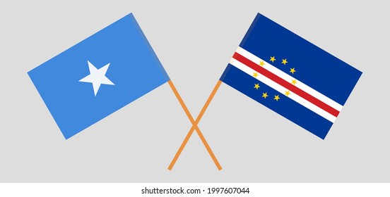 Crossed flags of Somalia and Cape Verde. Official colors. Correct proportion