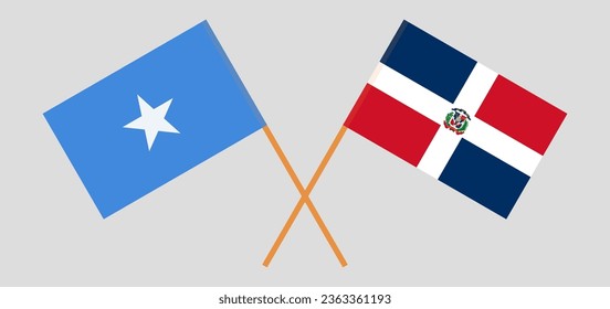 Crossed flags of Somalia and Dominican Republic. Official colors. Correct proportion. Vector illustration
