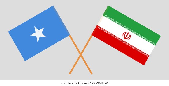 Crossed flags of Somalia and Iran. Official colors. Correct proportion