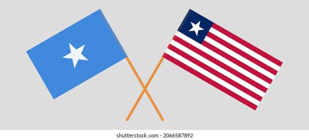Crossed flags of Somalia and Liberia. Official colors. Correct proportion