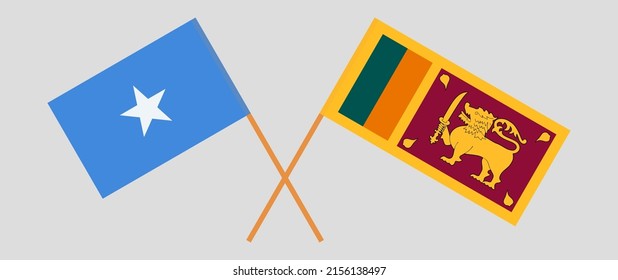 Crossed flags of Somalia and Sri Lanka. Official colors. Correct proportion. Vector illustration
