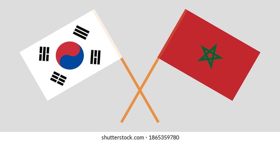 Crossed flags of South Korea and Morocco