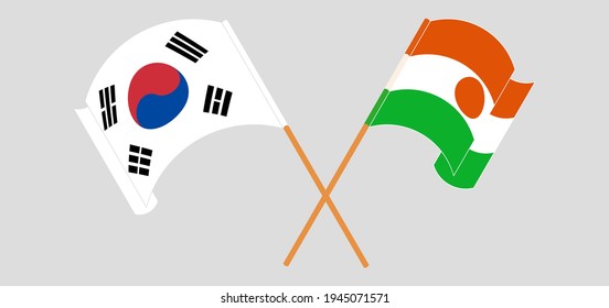Crossed flags of South Korea and the Niger. Official colors. Correct proportion