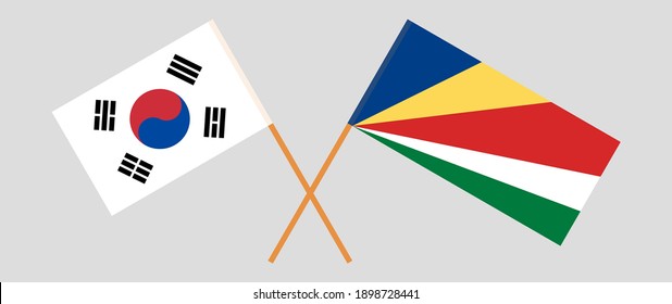 Crossed flags of South Korea and Seychelles