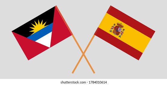 Crossed flags of Spain and Antigua and Barbuda