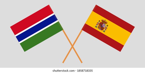 Crossed flags of Spain and the Gambia