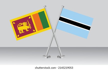 Banderas cruzadas de Sri Lanka y Botswana. Colores oficiales. Proporción correcta. Diseño de pancartas
