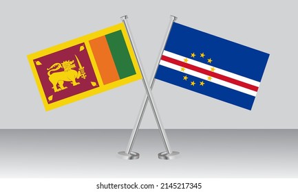 Crossed flags of Sri Lanka and  CAPE VERDE. Official colors. Correct proportion. Banner design