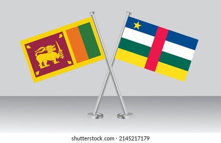 Crossed flags of Sri Lanka and Central African Republic. Official colors. Correct proportion. Banner design