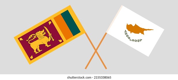 Banderas cruzadas de Sri Lanka y Chipre. Colores oficiales. Proporción correcta. Ilustración del vector
