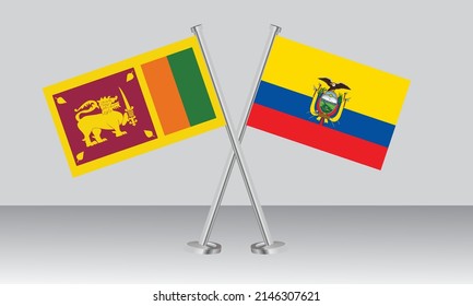 Gekreuzte Flaggen Sri Lankas und Ecuadors. Offizielle Farben. Richtiger Anteil. Banner-Design